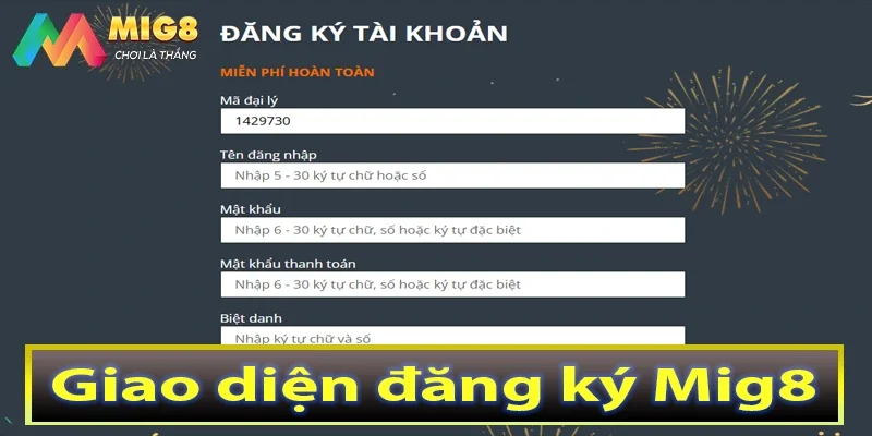 Giao diện đăng ký Mig8