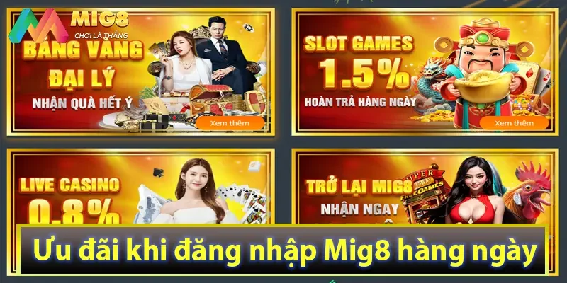Ưu đãi khi đăng nhập Mig8 hàng ngày